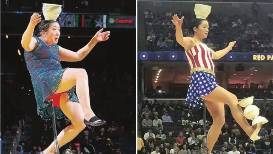 中国杂技大妈WNBA表演时坠落！已效力NBA超30年，出场费曾高达每5分钟5000美元