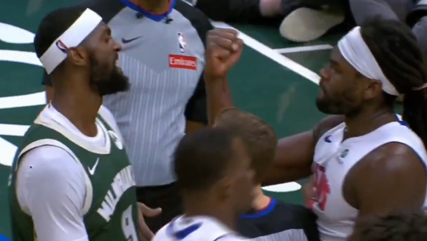 雄鹿活塞冲突完整版：波蒂斯打脸犯规斯图尔特展示拳头想打人被驱逐