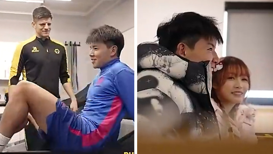 徐彬抵狼队接受体测，队医惊讶于其精通西班牙语，与黄喜灿等击掌携女友参观球场或外租英甲