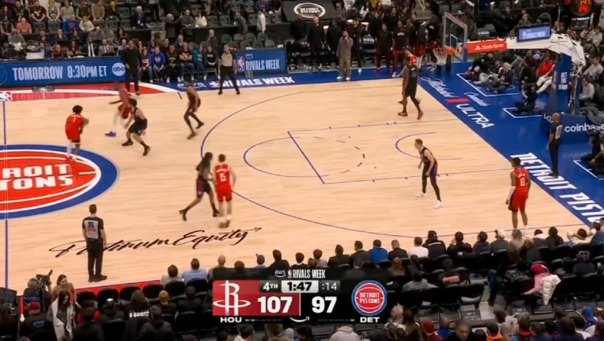 杜兰特带领火箭战胜东部第一 回顾火箭对阵活塞最后三分钟