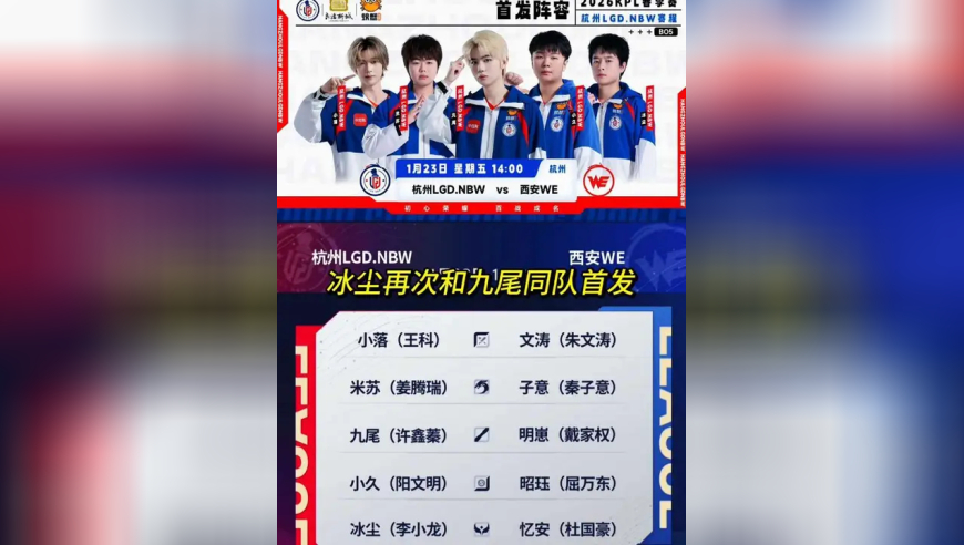 九尾和冰尘时隔多年再次同队首发