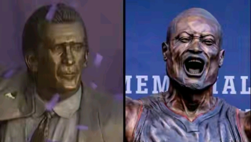 没有对比就没有伤害，莱利湖人雕像精致又好看，韦德雕像不忍直视