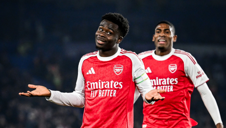 杀人诛心！萨卡兜射打门将脚后跟反弹穿裆制胜，阿森纳1-0布莱顿