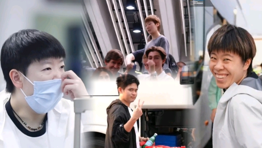 国乒抵达瑞典大满贯赛地：孙颖莎疲惫打哈欠出门觅食，林诗栋手势搞怪