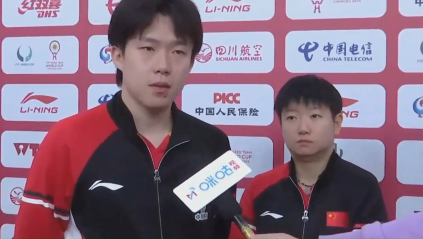 国乒8-1中国香港，王楚钦赛后采访一句话引孙颖莎大笑，大头太逗了