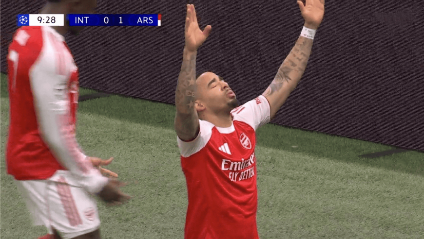 抢射破门，热苏斯2023年11月来首次在欧冠赛场进球