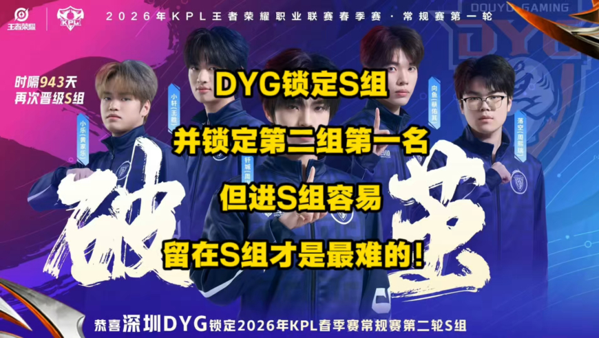 DYG锁定S组名额，还锁定第二组第一名出线，但进S组容易，留在S组才难！
