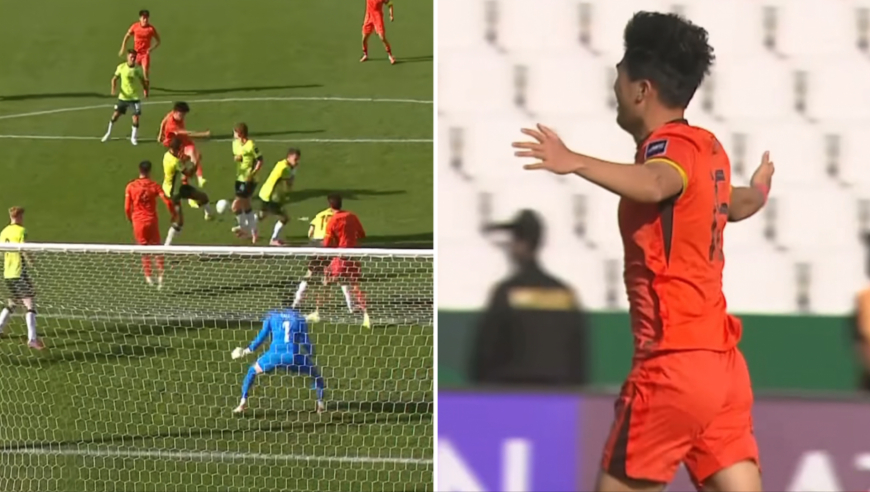 国足U23首球来了！王钰栋定位球策动进攻 彭啸禁区内凌空爆射破门