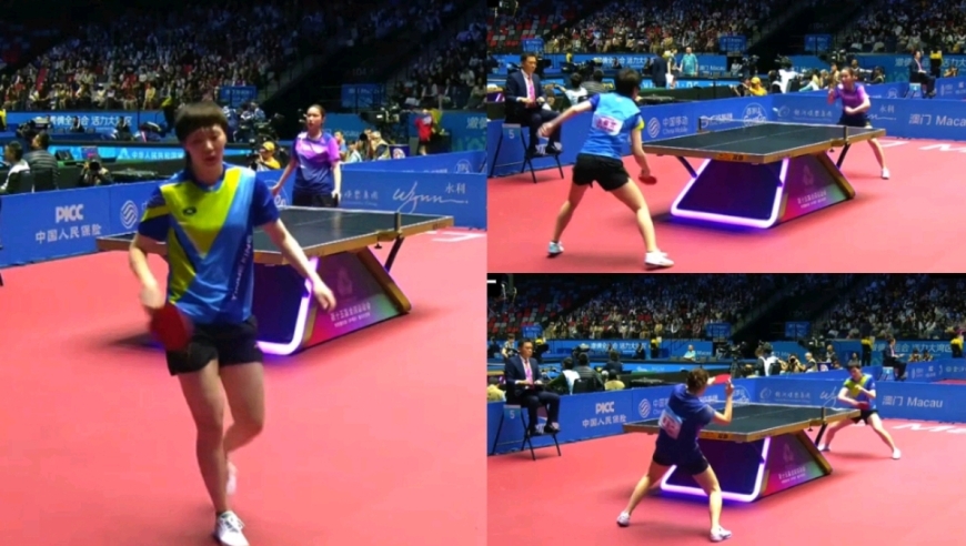 精彩！王曼昱4-1钱天一展现超强护全台能力，正手进攻既快又凶