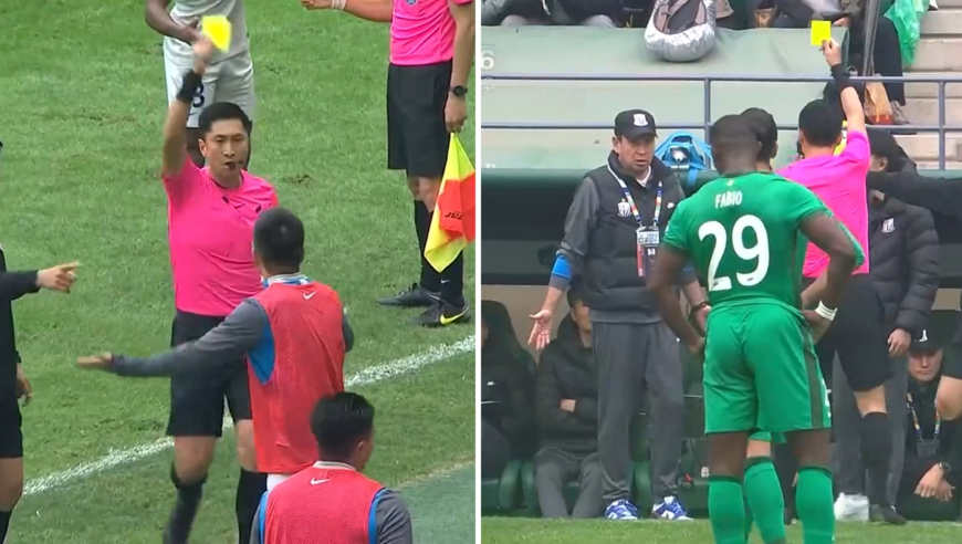 气势汹汹！半场补时马宁2分钟向申花替补席连出两黄：斯卢斯基与王世龙不满判罚双双染黄