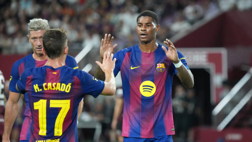 热身赛三连胜！巴萨5-0大邱FC：拉什福德首球17岁新星建功