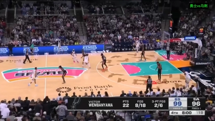 勇士马刺最后8分钟：巴特勒关键3分，库里顶投文班亚马引爆全队