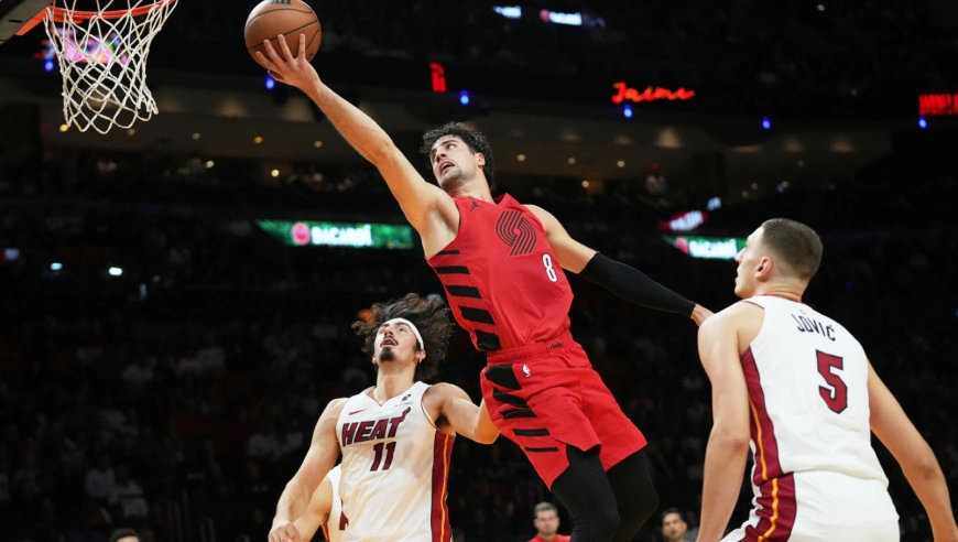 阿夫迪亚vs热火33分11篮板集锦：开拓者现在+未来的巨星