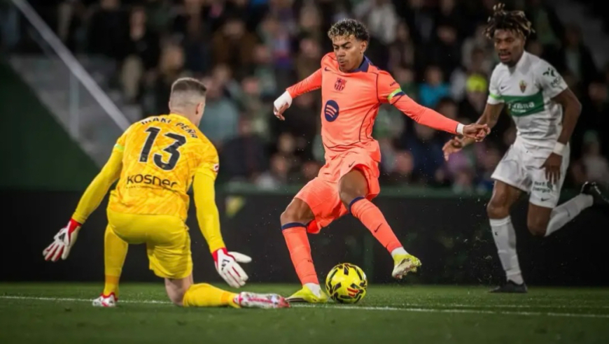 西甲：巴萨3-1客胜埃尔切 亚马尔、拉什福德、费兰-托雷斯破门