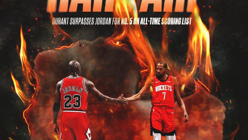 杜兰特总分超乔丹！阿门压哨补篮火箭绝杀热火 阿德巴约32+21