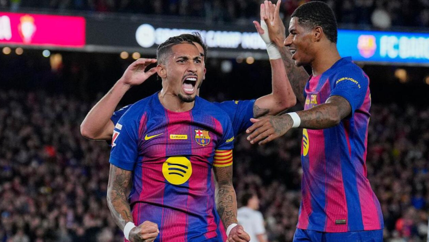 西甲-各赛事5连胜！巴萨2-0奥萨苏纳先赛7分领跑，拉菲尼亚双响