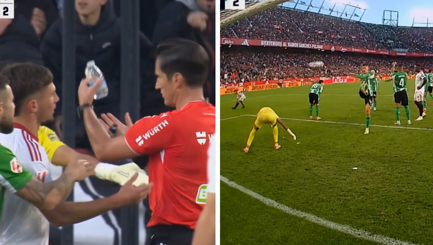 3分钟回顾西甲比赛中断20分钟闹剧：主场球迷水瓶打火机疯狂招呼客队，裁判吹停被狂嘘