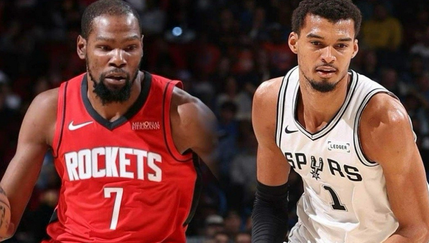 28分16板3助2断5帽！文班打爆申京，KD神级里程碑，火箭太难了