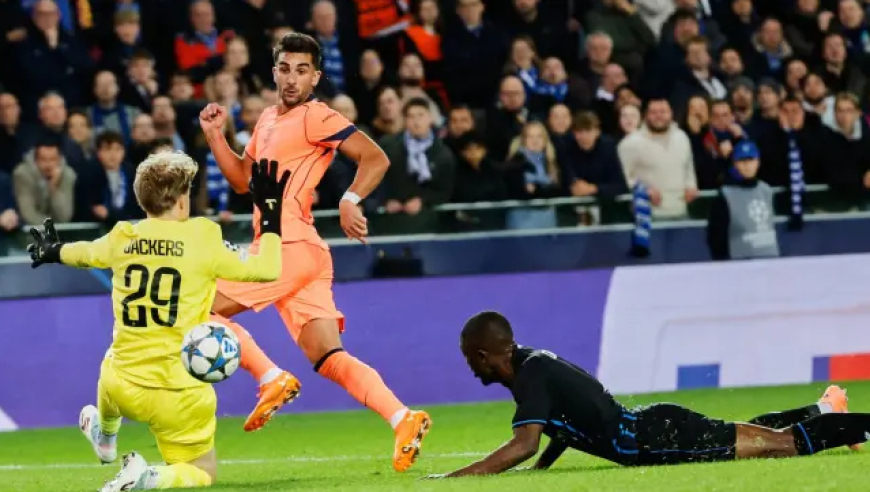 欧冠：巴萨三度落后3-3平布鲁日 亚马尔破门+造乌龙球