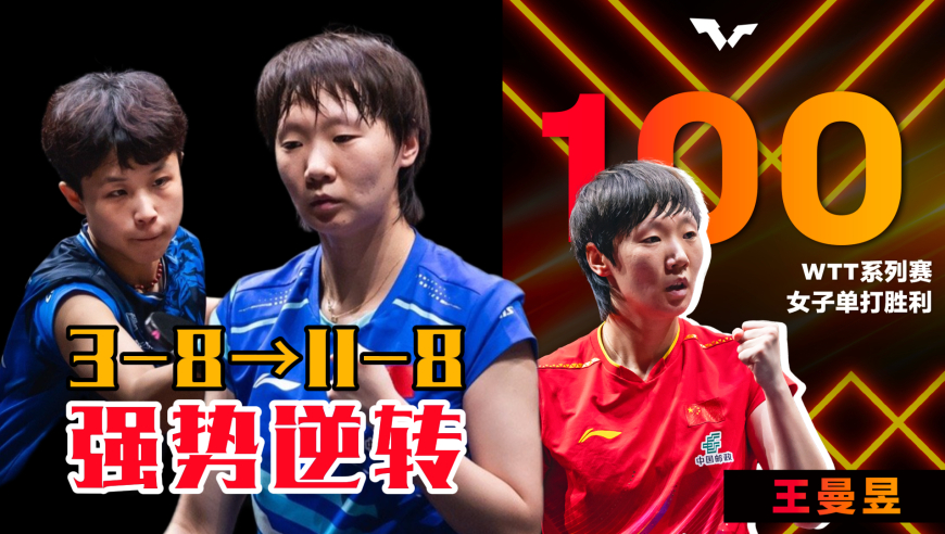 第100场胜利！王曼昱3-8落后强势逆转 金刚杵没能保佑朱芊曦