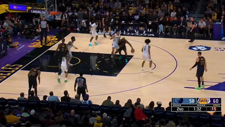 绝境勒布朗！灰熊一波反超湖人 詹姆斯出场助攻+连拿6分夺回领先