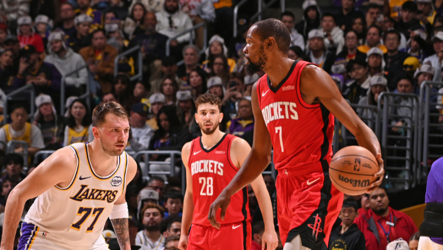 杜兰特vs湖人25分全过程：14中8+疯狂单打东契奇助火箭止连败