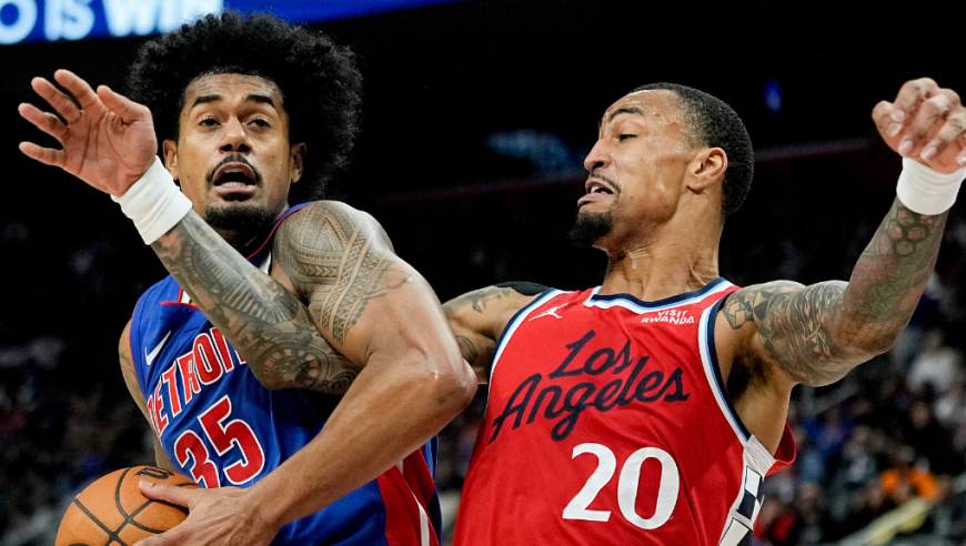 赛季最佳战！快船科林斯vs活塞集锦：25分7篮板5抢断4盖帽太完美