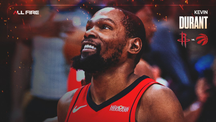 轰29+7助火箭取第40胜！杜兰特终露甜美笑容 赛后盛赞热巴盖世伟业