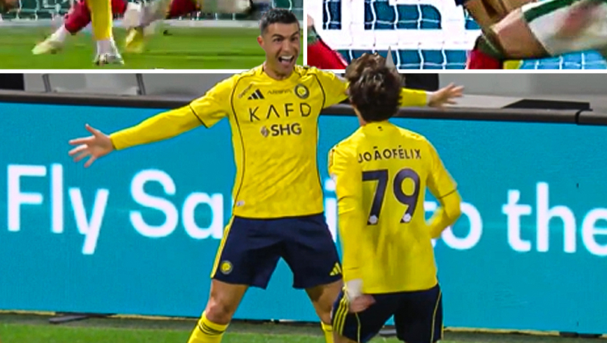 C罗都看笑了！解锁新的进球方式，菲利克斯抽射打在总裁背上反弹