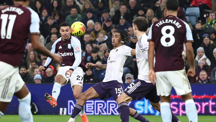 曼联球员气得砸手抱怨！慢镜看维拉两粒死角破门，约罗两度被完爆