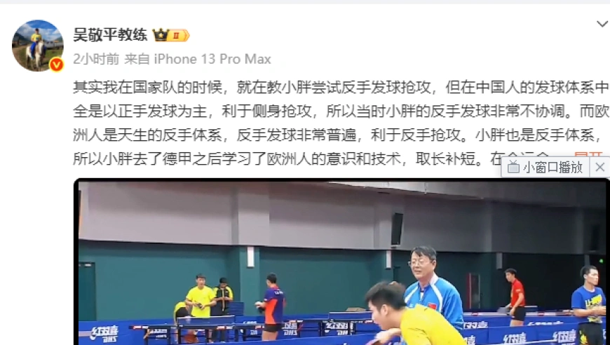 吴敬平忍不住，又夸樊振东了