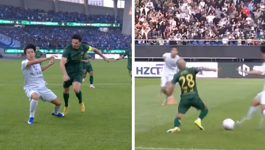 中超裁判执法尺度再引争议：杨皓宇禁区摔倒无投诉两黄变一红，米特里策同款倒地息事宁人