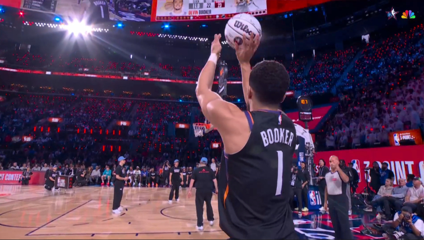 准到没朋友！布克三分大赛首轮完整版 狂轰30分创首轮最高！