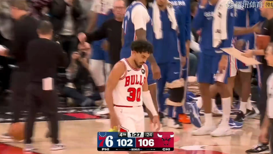 全场沸腾！公牛关键时刻打出一波7比0反超76人 恩比德惨遭隔扣