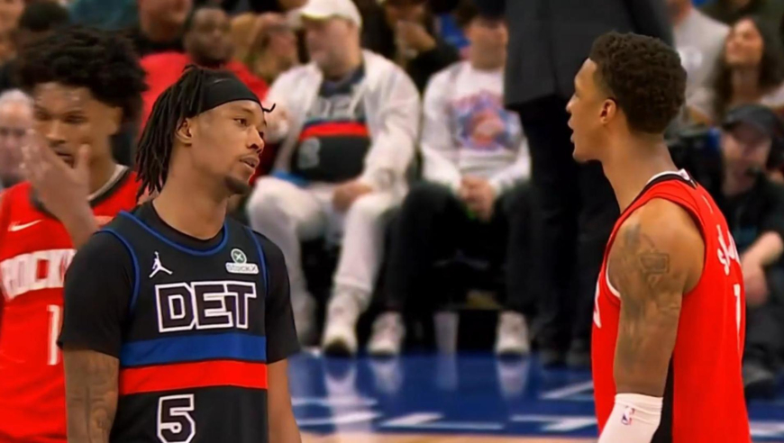 火箭活塞大动作+冲突全过程：斯图尔特连伤申京 小贾巴里太强硬