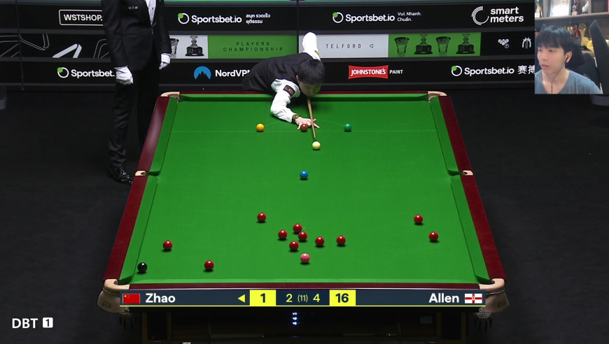 赵心童再次上演准度生吃，即使落后也坚守自己的风格，逆转艾伦