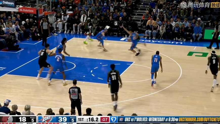 这场时间会很多！杨瀚森对阵雷霆首节全收录：末段上场被造成犯规