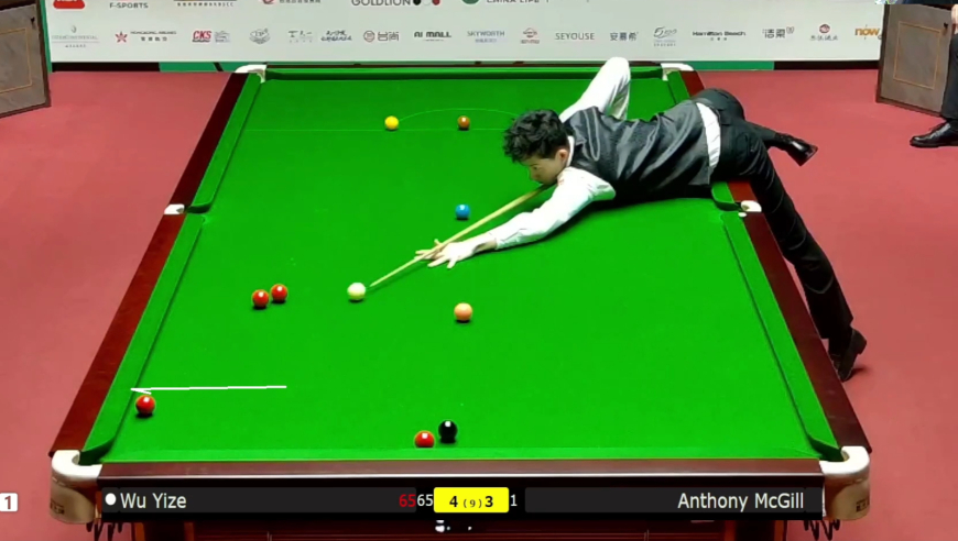 2026斯诺克世界大奖赛：吴宜泽4连鞭，5-3翻盘麦克吉尔