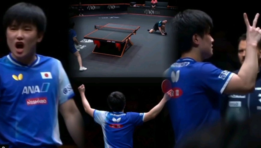 张本智和赢西蒙高茨振臂花式庆祝！高球杀得告辞叔跪了，又见三连吼声