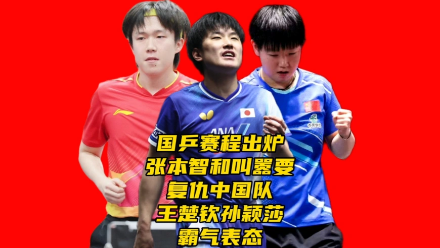 国乒赛程出炉！张本智和叫嚣要复仇中国队，王楚钦孙颖莎霸气表态