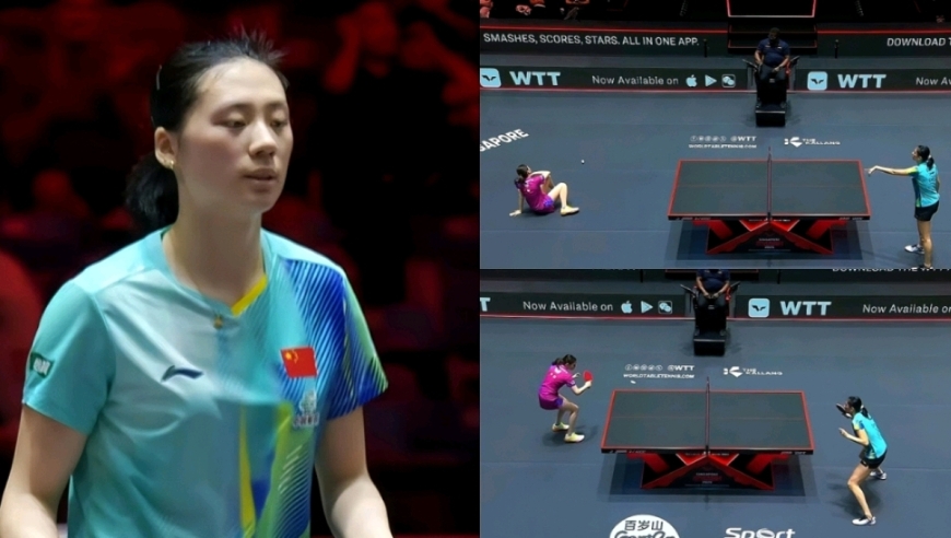 超激烈！陈熠打削球一球持续将近一分钟对轰46拍，桥本重心不稳摔倒