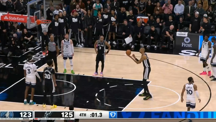 惊魂一分钟！文班和凯尔登连中关键球，爱德华兹三分续命+超远绝平不中，马刺险胜森林狼