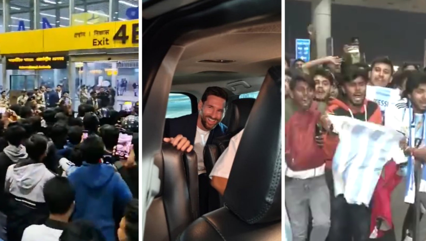 梅西抵达印度现场水泄不通，高规格接待全场球迷齐喊MESSI，激动高呼阿根廷是冠军