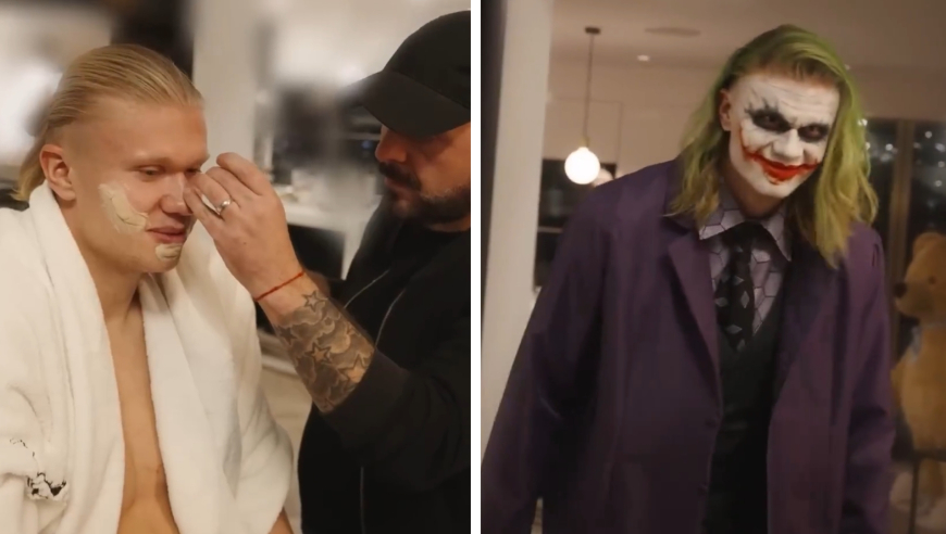 太像了！哈兰德万圣节COS小丑无缝融入，形神俱似几可以假乱真