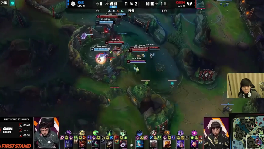 各赛区看G2零封GEN横扫LCK！ LCK解说集体破防，英文流狂欢！