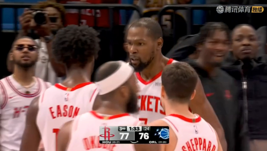 火箭21-0惊天攻势：谢泼德连得11分 杜兰特强硬2+1激情庆祝