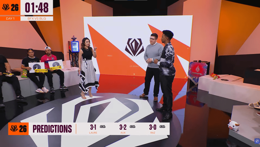英文流分析台预测BLG和BFX胜负：三人均预测BLG击败BFX