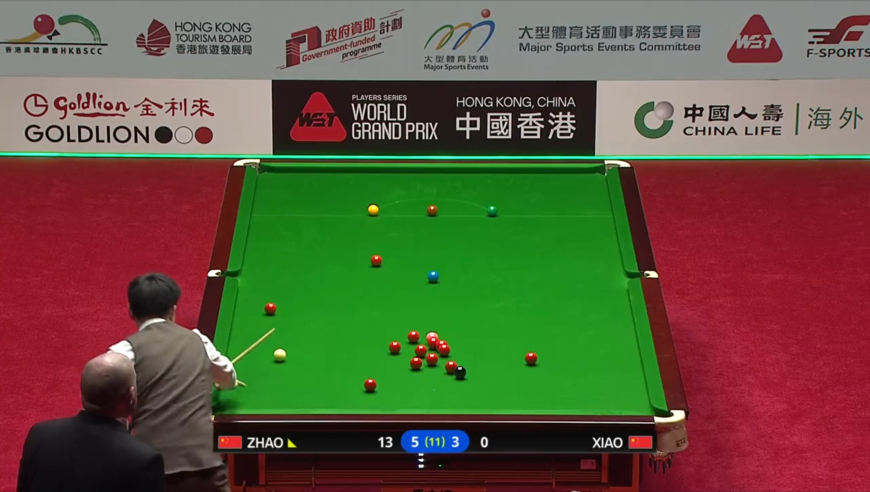 大奖赛半决赛赵心童vs肖国栋 第9局赵心童单杆121分致胜