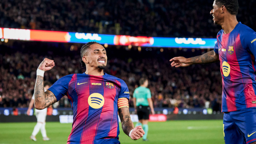 真刺激！慢镜还原拉菲尼亚4分钟高燃双响秒杀，巴萨2-0奥萨苏纳