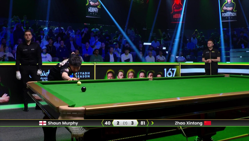 利雅得锦标赛墨菲传球失误！赵心童毫不手软，一杆清台逆转绝杀！